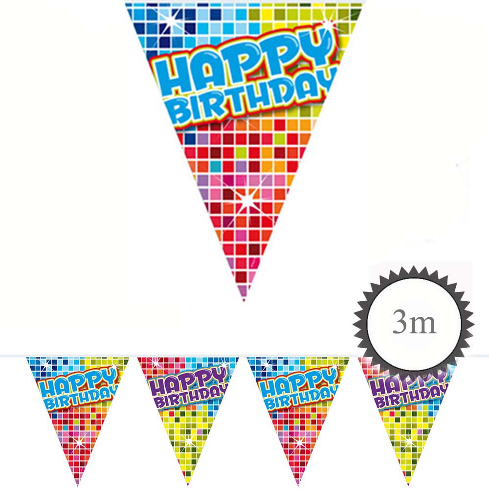 Mini Wimpelkette Happy Birthday Blocks 3m