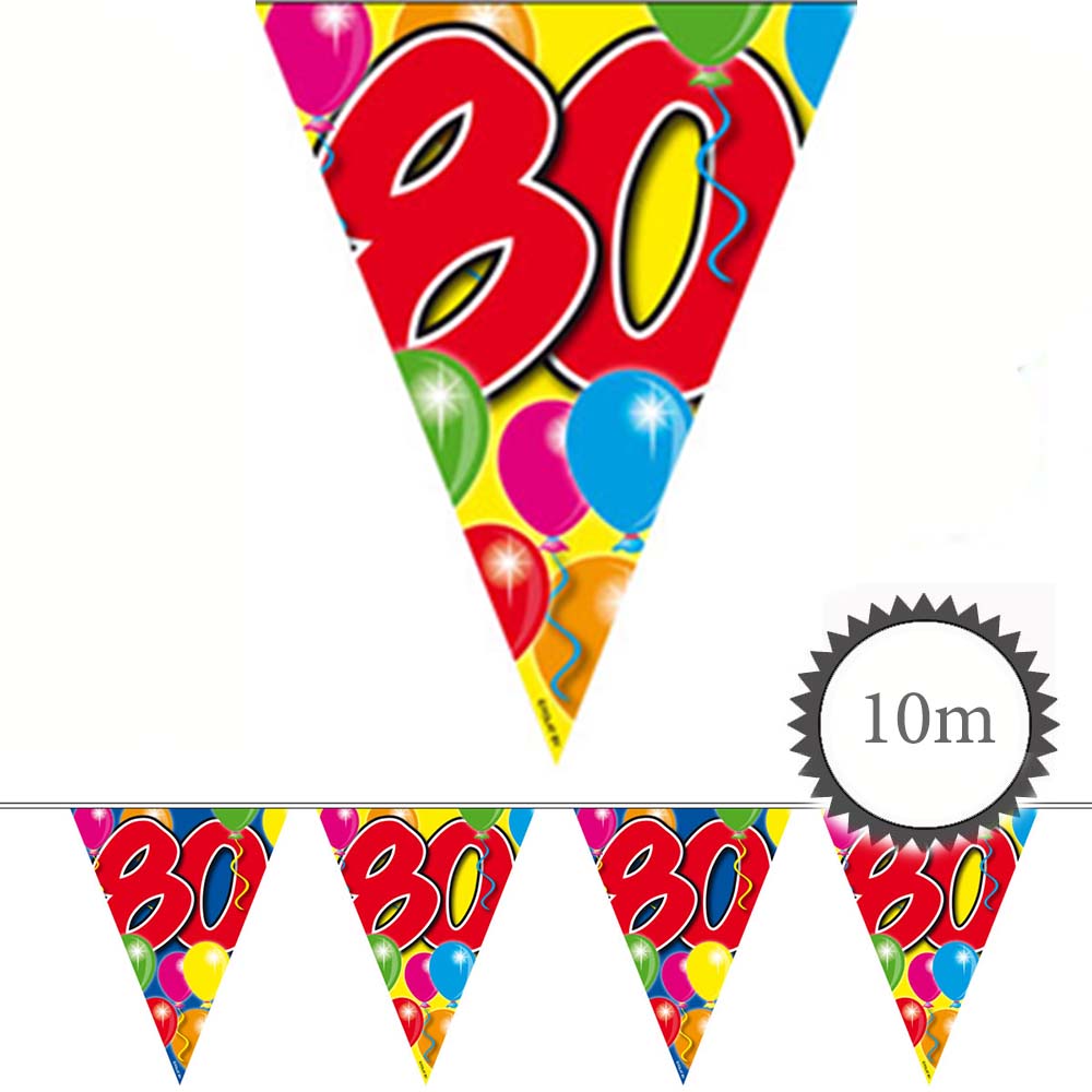 Wimpelkette Ballons 80 Geburtstag 10m