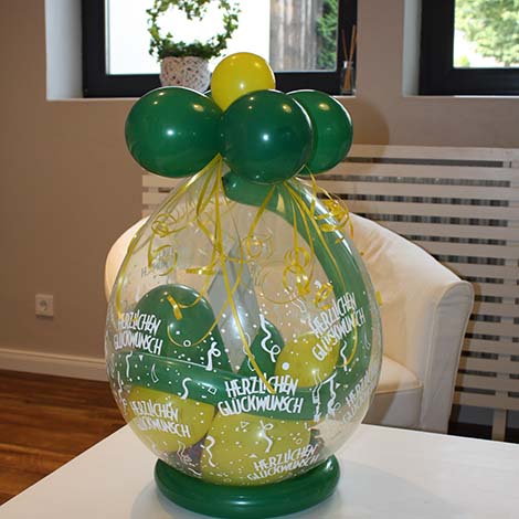 Verpackungsballon Geburtstag grün gelb