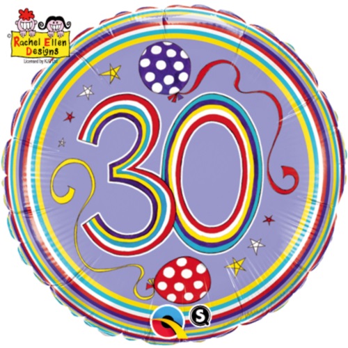 Happy Birthday Rachel Ellen Polka Dots and Stripes 30