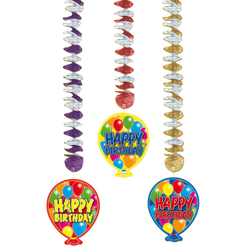 Hängespirale Ballons Happy Birthday 3 Stk.