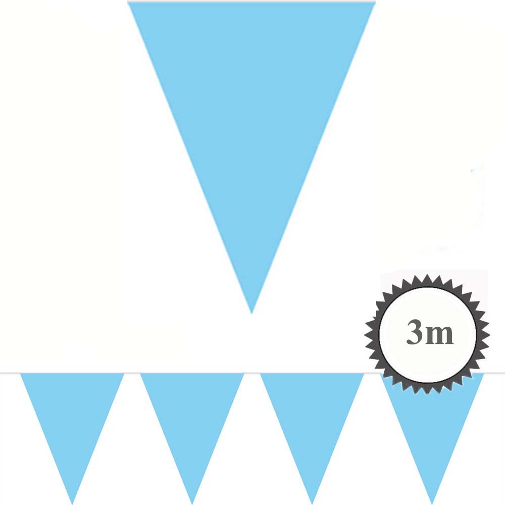 Mini Wimpelkette hellblau 3m