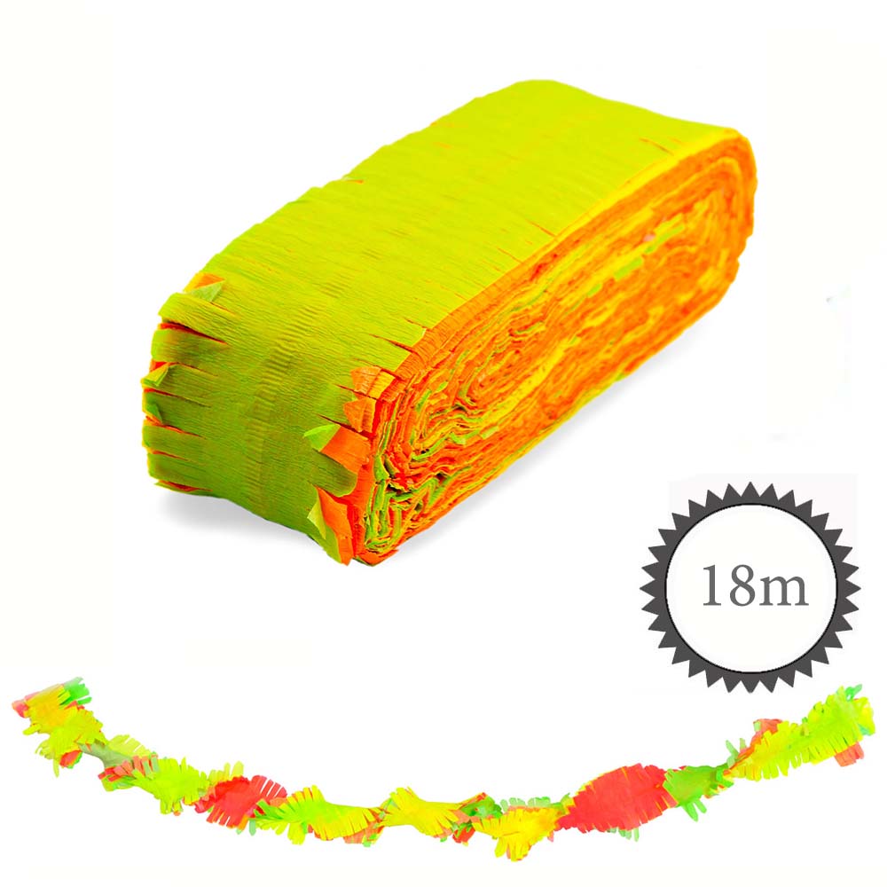Krepp Girlande Neon 18m grün gelb orange