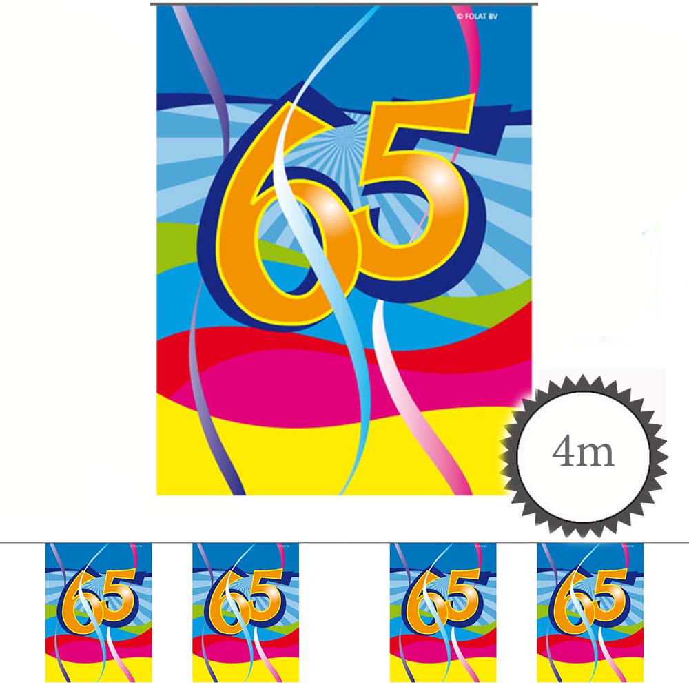 Mini Wimpelkette Swirl 65 Geburtstag 4m