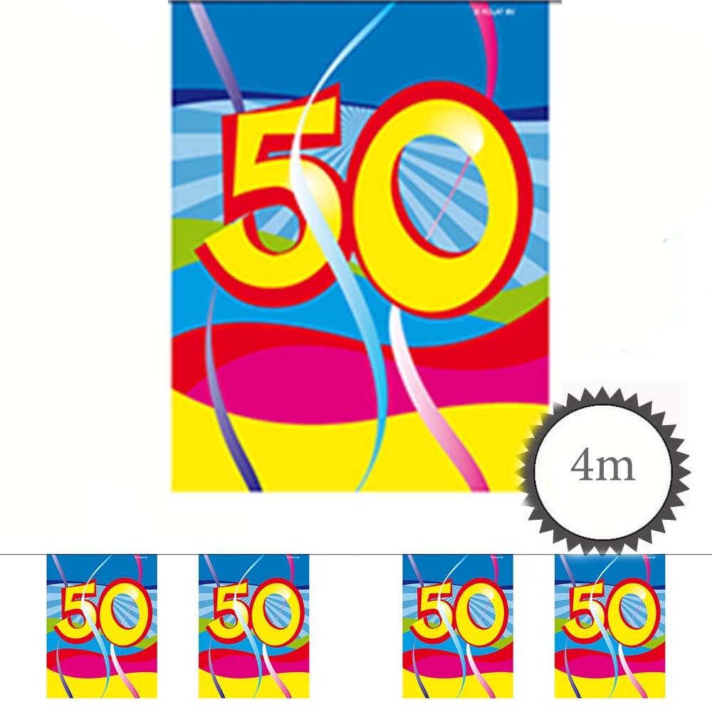 Mini Wimpelkette Swirl 50 Geburtstag 4m