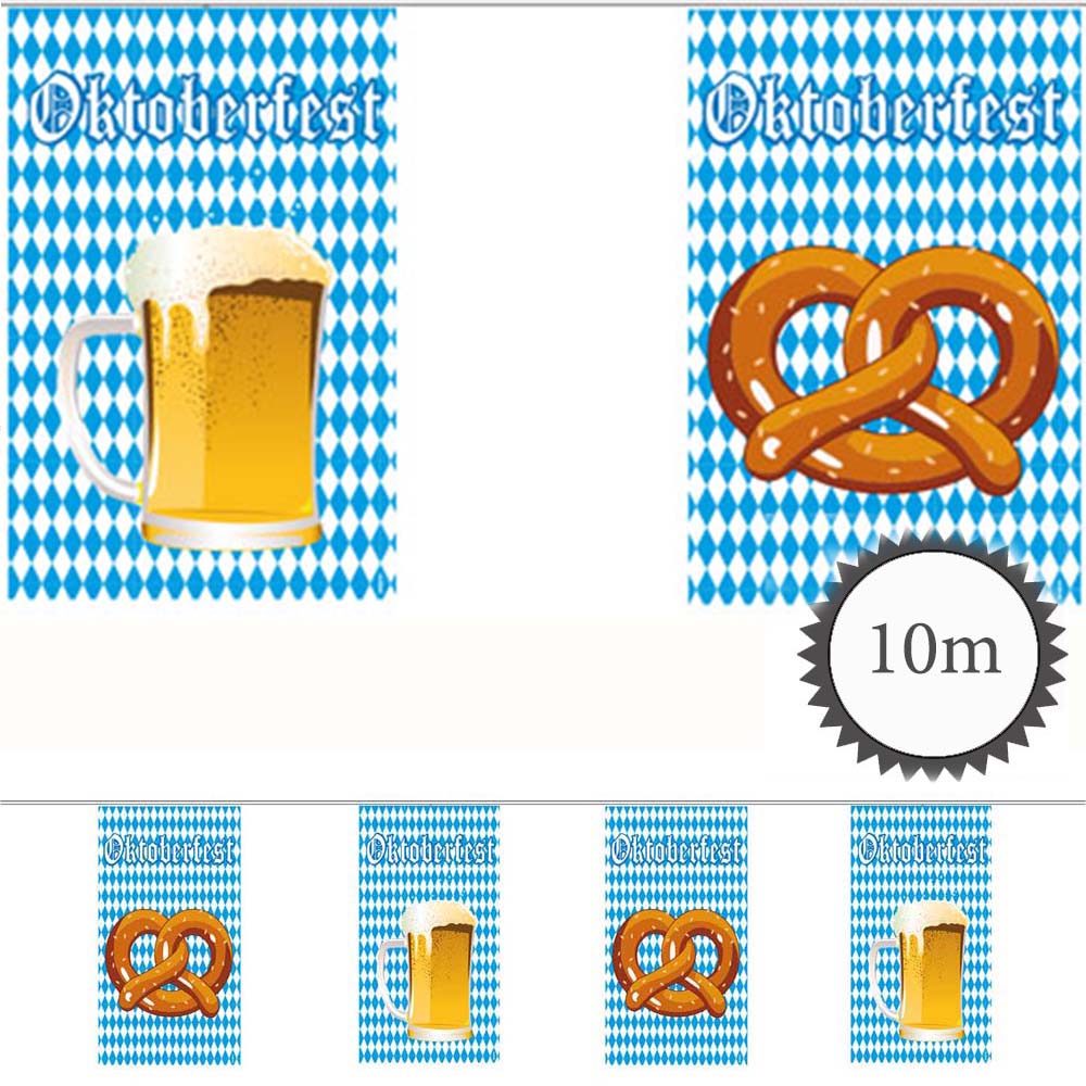 Wimpelkette Bierkrug und Brezel 10m