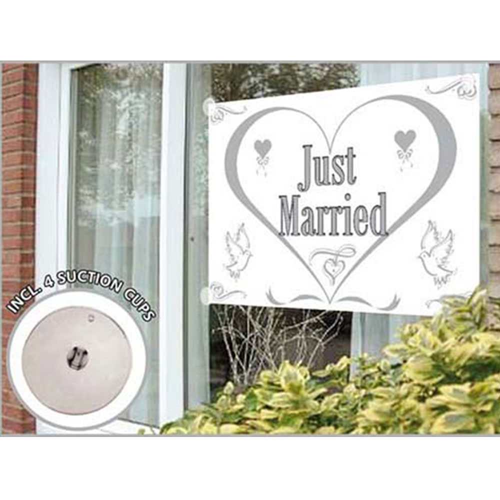 Fenster Fahne Just Married 1,50 x 1 m