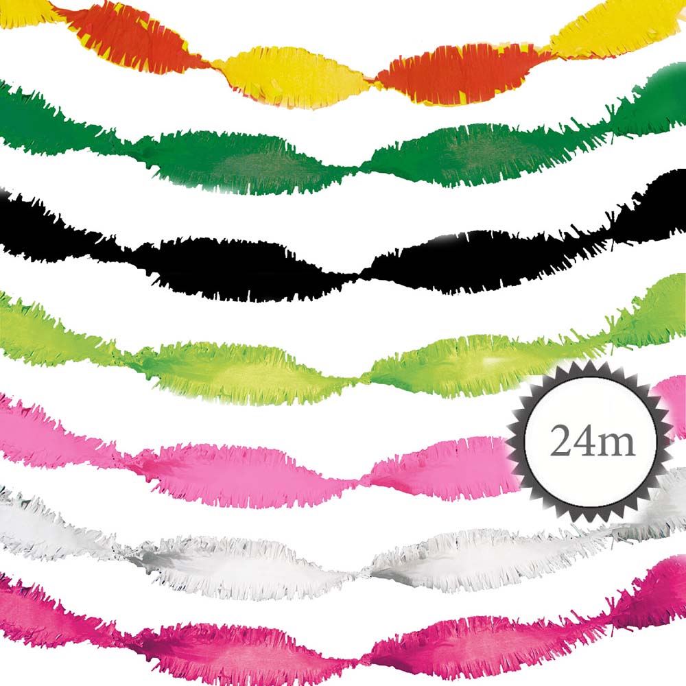 Krepp Girlande verschiedene Farben 24m