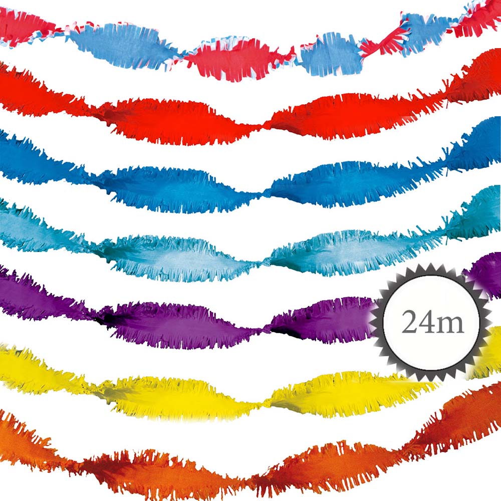 Krepp Girlande verschiedene Farben 24m