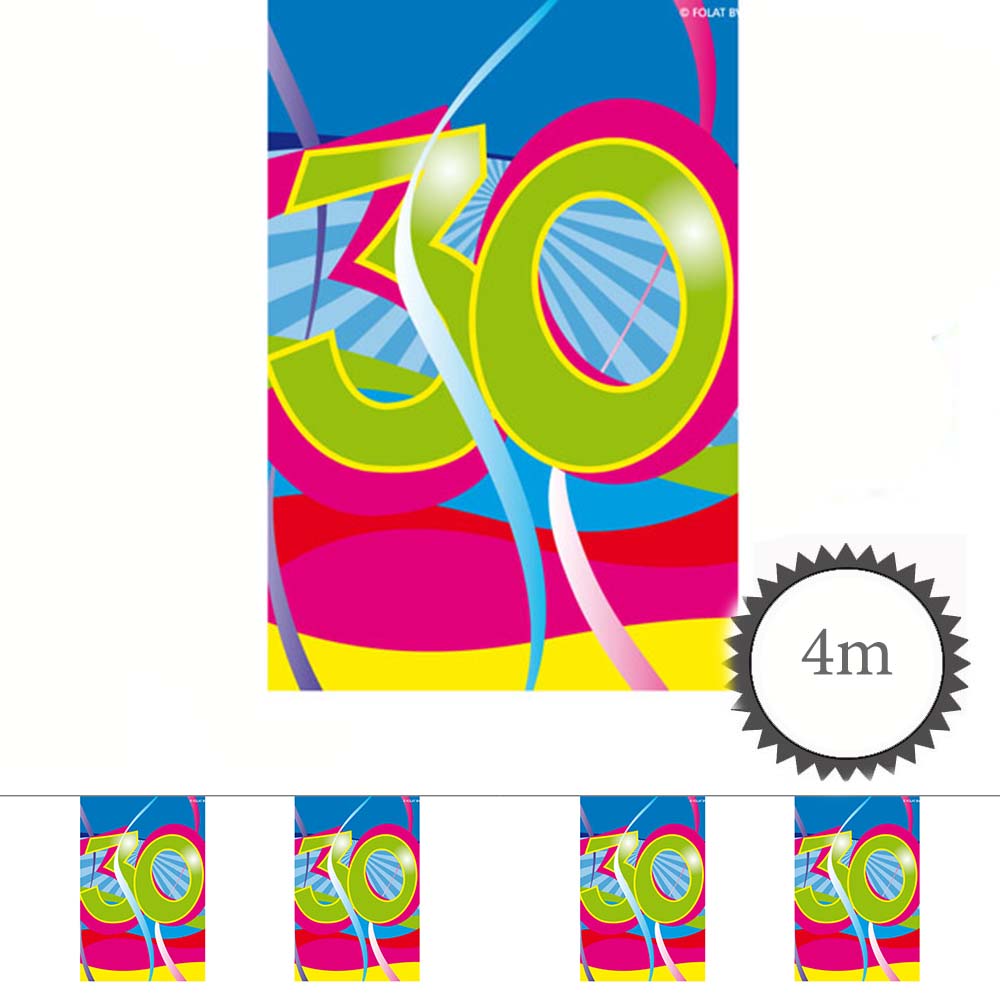 Mini Wimpelkette Swirl 30 Geburtstag 4m